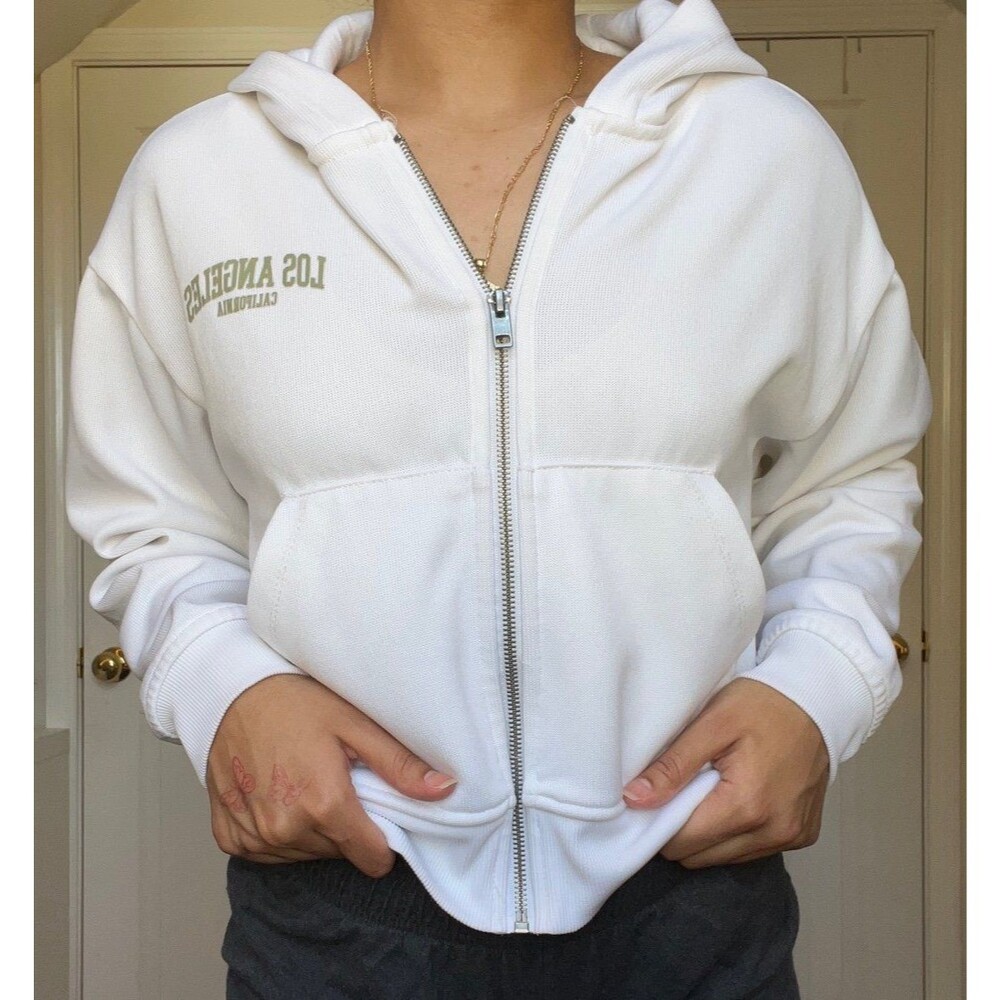Forever 21 White Los Angeles Zip Up